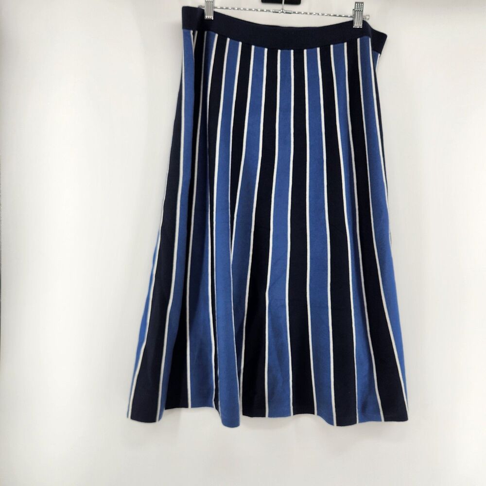 Boden US 14 Denim Blue Stripe Liz Knitted Midi Skirt NWT $190